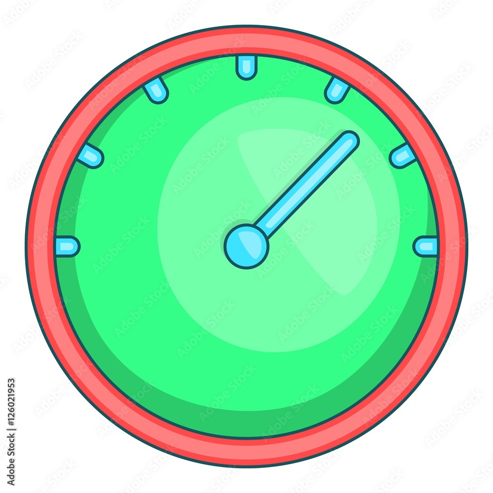 Green speedometer icon. Cartoon illustration of speedometer vector icon for web design Green speedometer icon. Cartoon illustration of speedometer vector icon for web design