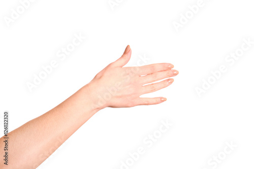 Woman open hand with french manicure