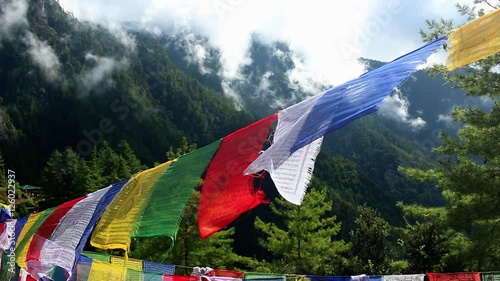 Bhutan prayer flags near Tigers Nest