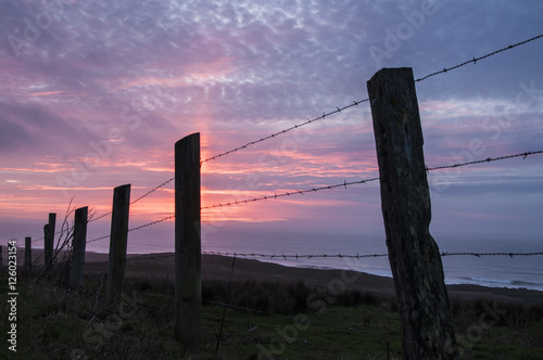 Fence and Sunset, Point Reyes