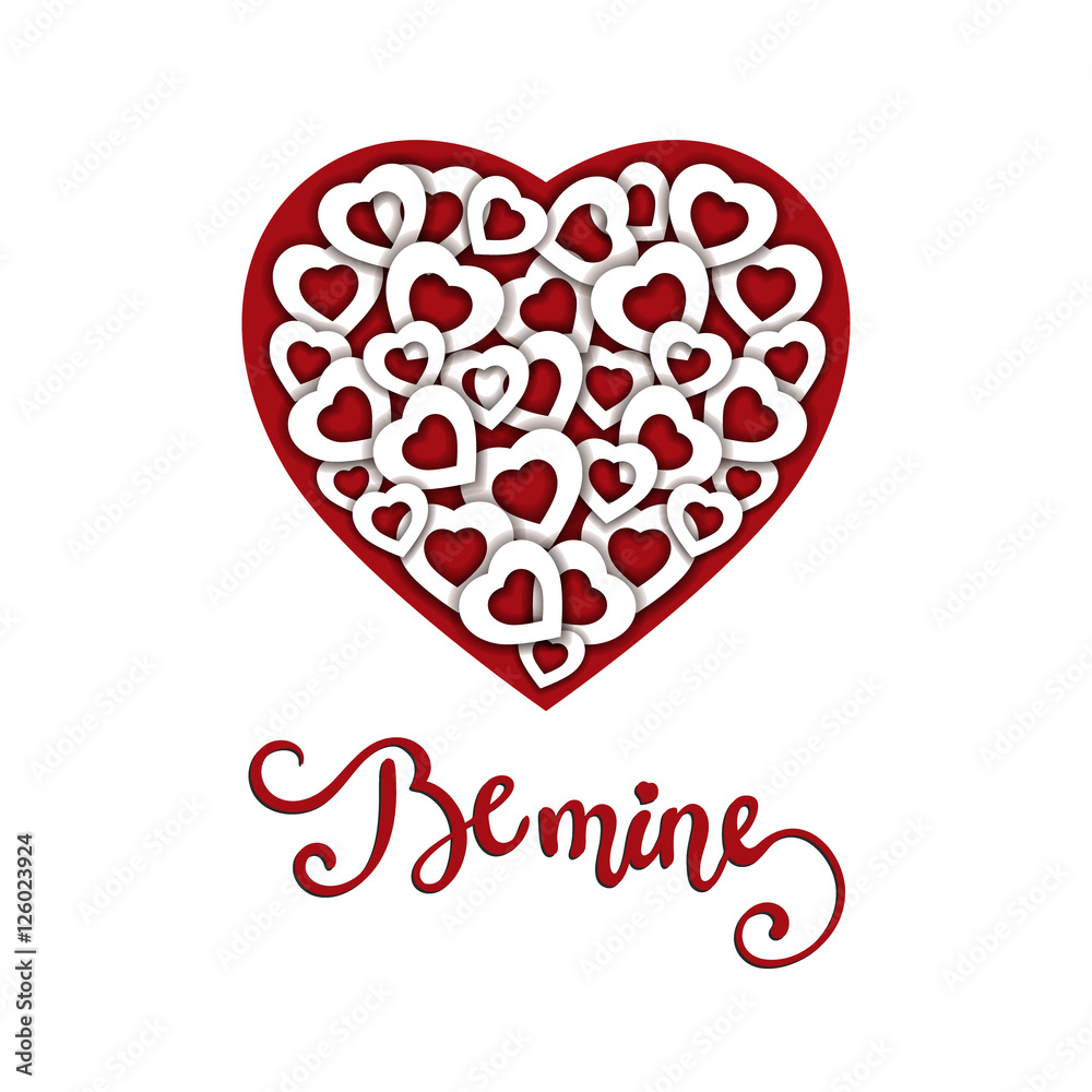 Hand sketched Be Mine text as Valentine s Day logotype