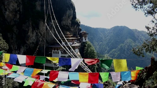 Bhutan Tigers Nest Taktshang Monastery with prayer flags