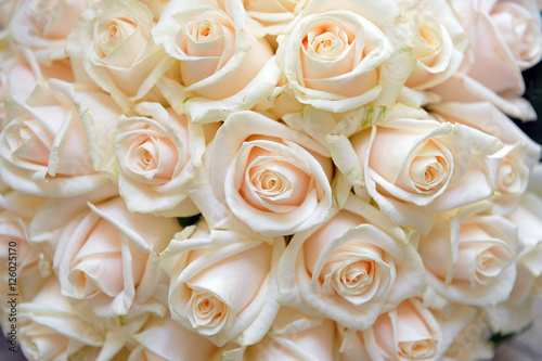 Bouquet sposa ripreso dall alto - rose bianche e rosa