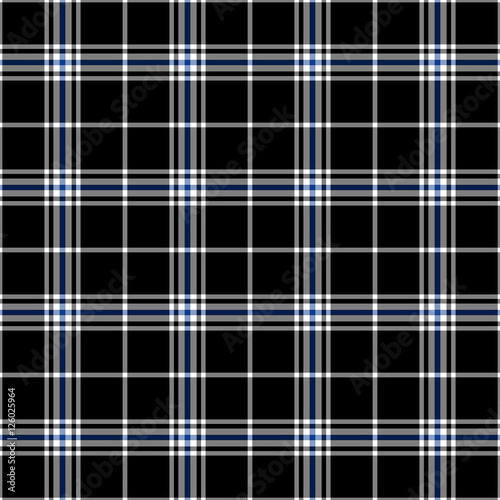 Black, blue and white plaid seamless pattern