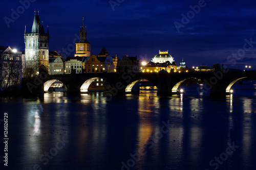 Charles bridge night Prague Czech Republic Europe