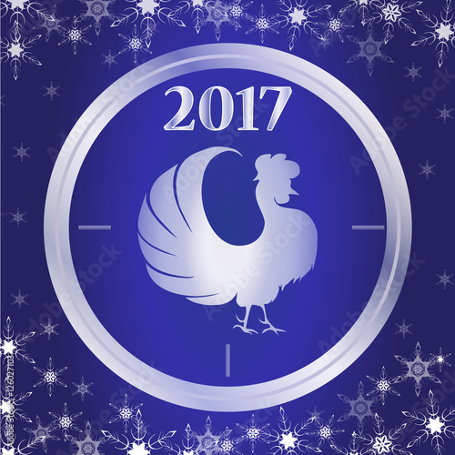 2017  background with clock and rooster.