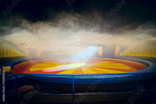 Interior of circus with fog effect