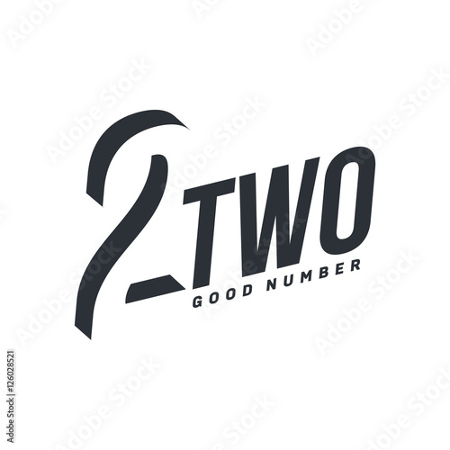 Black and white number two diagonal logo template, vector illustrations isolated on white background. Graphic logo with diagonal logo with number two