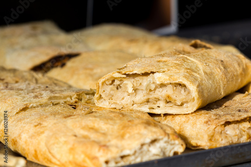 Strudel with cabbage filling.