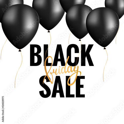 Black Friday Sale Banner Template with Black Balloons. 