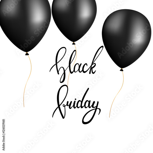Black Friday Sale Banner Template with Black Balloons. 