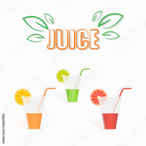 Flat illustration of glass of natural fresh juice.
