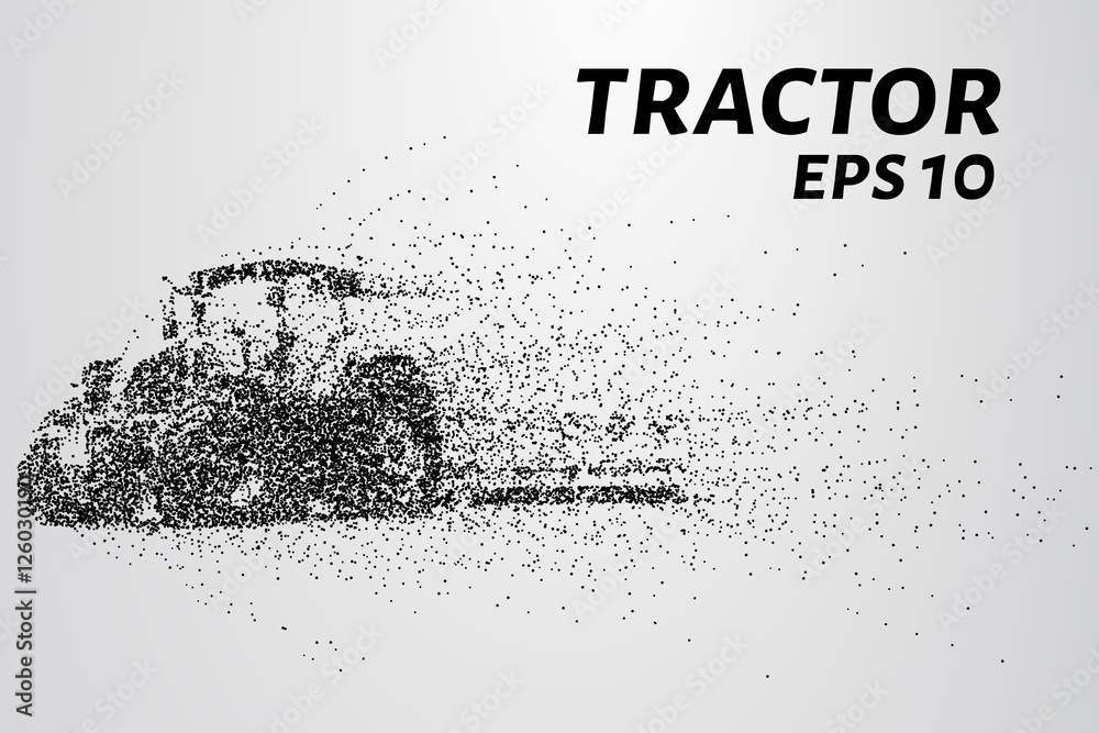 Fototapeta premium Tractor of the particles. The tractor consists of small dots and circles. Vector illustration