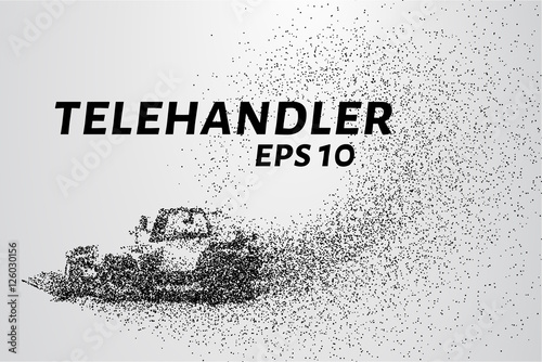 Telehandler of the particles. Telehandler crumbles into small circles and dots.