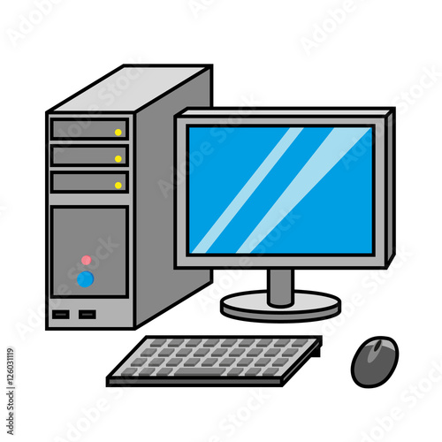 computer in cartoon style isolated on white. vector
