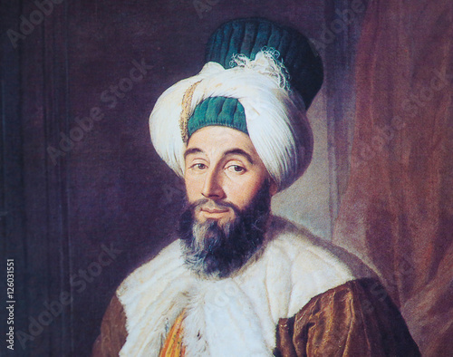 Canvas Print Portrait of Ottoman official - painting created in 1742