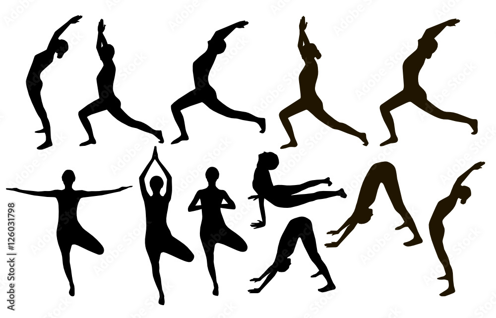 Set of Yoga Silhouettes