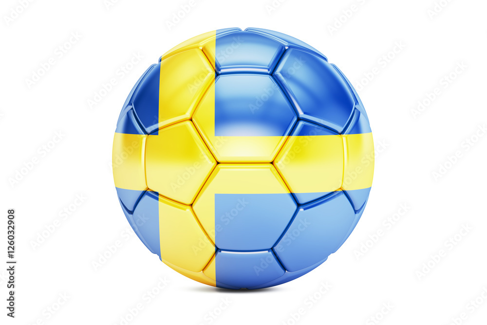 soccer ball with flag of Sweden, 3D rendering soccer ball with flag of Sweden, 3D rendering