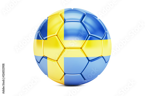soccer ball with flag of Sweden  3D rendering