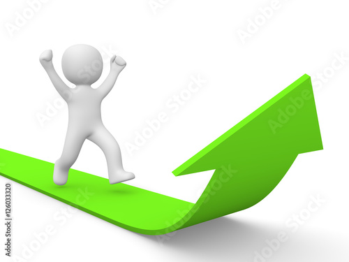 3d man running on the rising arrow