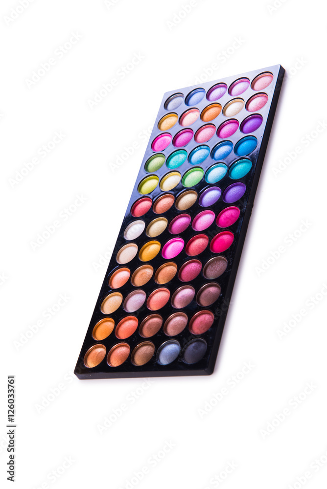 Set of colourful shadow for make-up isolated on white Set of colourful shadow for make-up isolated on white