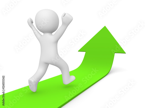 3d man running on the rising arrow