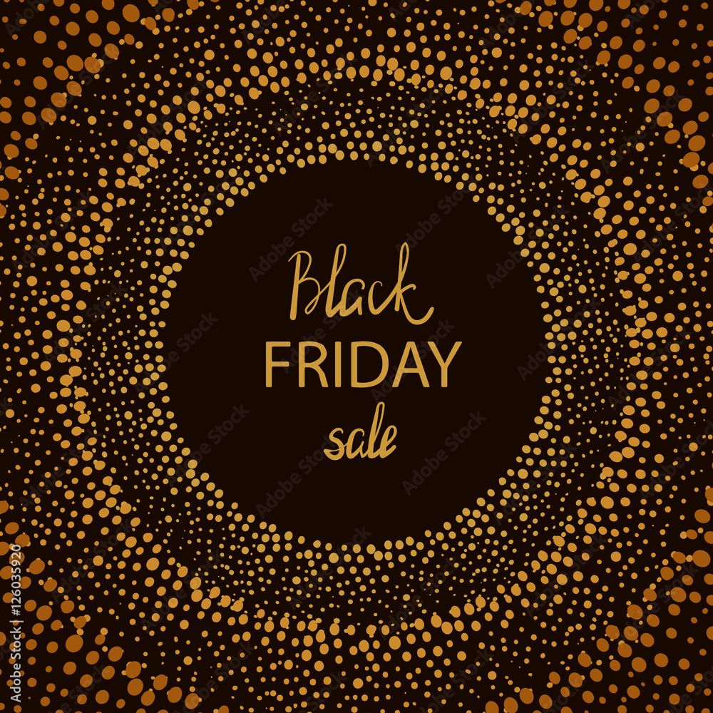 Black Friday sale design template. Golden dots round poster. Vector illustration. Black Friday sale design template. Golden dots round poster. Vector illustration.