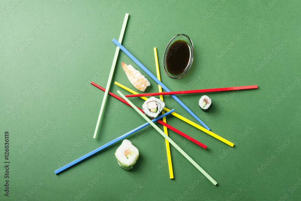 mikado with sushi and chopsticks colors mikado with sushi and chopsticks colors