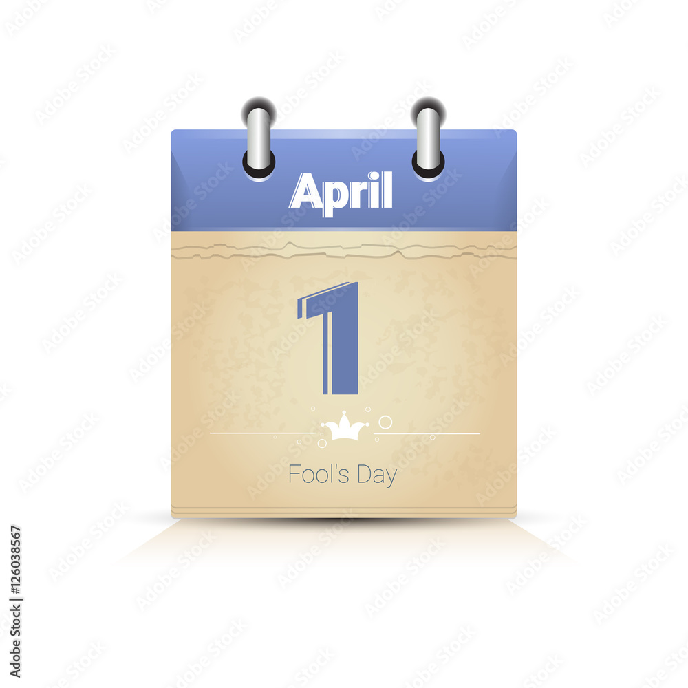 Calendar Data Page Fool Day 1 April Flat Vector Illustration Calendar Data Page Fool Day 1 April Flat Vector Illustration