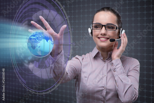 Εκτύπωση καμβά Call center operator in global business concept