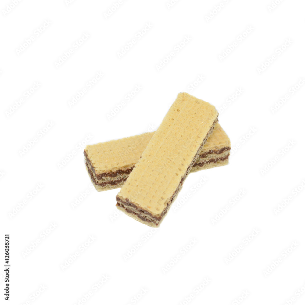 Wafers with chocolate isolated on white background..