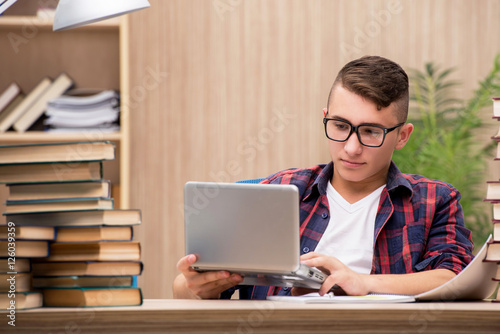 Young student preparing for school exams