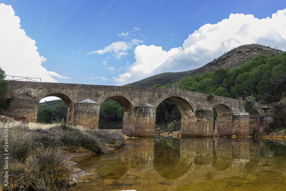 Roman Bridge in Odiel River, Huelva, Andalusia, Spain
