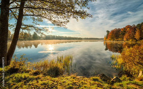 Lake autumn scenery in October