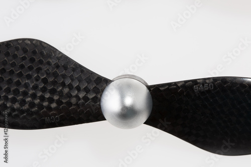 Close up of  carbon fiber self-tightening propeller for a quadcopter photo