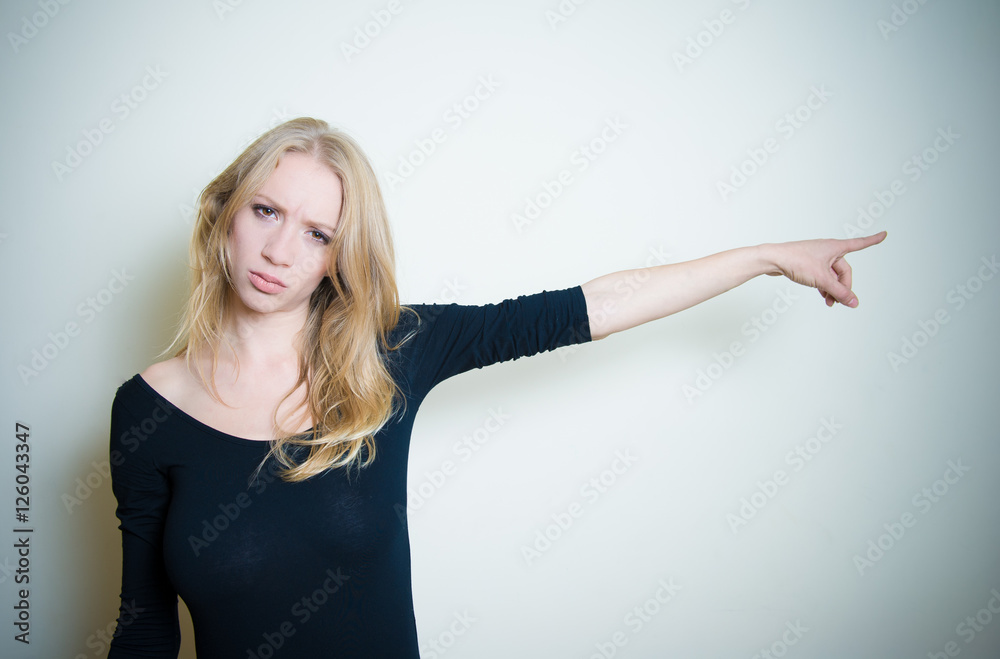 Stressed angry young blonde woman portrait Stressed angry young blonde woman portrait