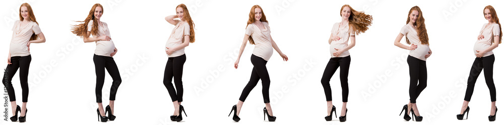Pregnant woman in composite image isolated on white Pregnant woman in composite image isolated on white