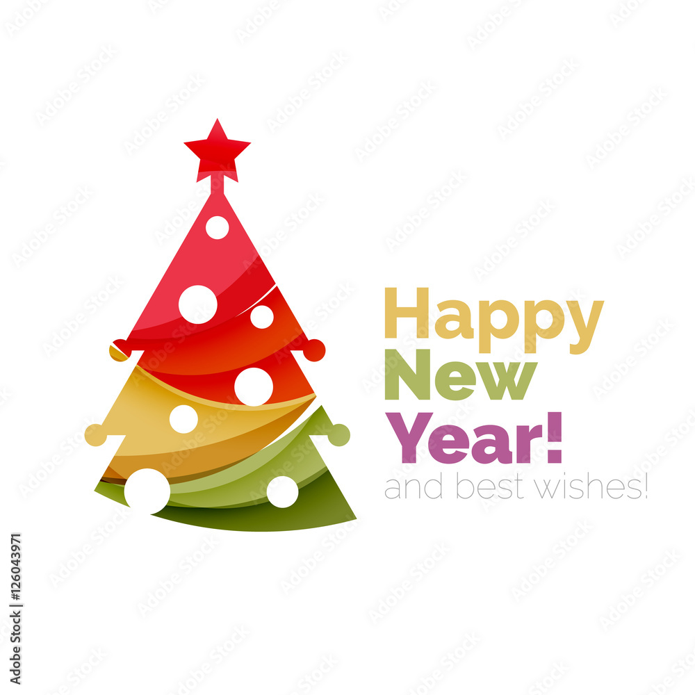 Christmas tree, New Year banner elements Christmas tree, New Year banner elements