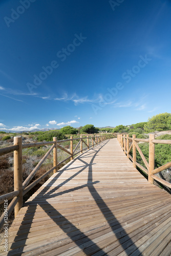 Cabopino new boardwalk built in 2016. Clear blue sky