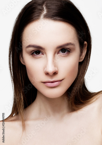 Beautiful woman girl with natural healthy makeup