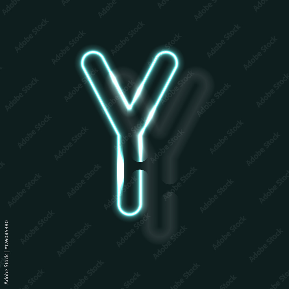 Obraz premium Neon alphabet. Glowing contour font. Realistic vector letter of neon tubes. Vector illustration. Unusual ABC.