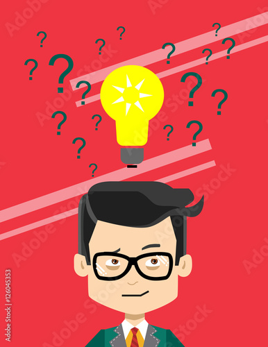 Man thinking, making choise, selecting, what idea