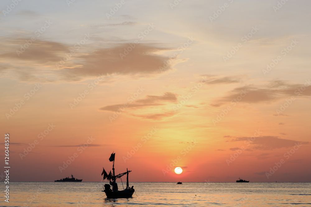 Sunrise at Hua Hin beach in Thailand