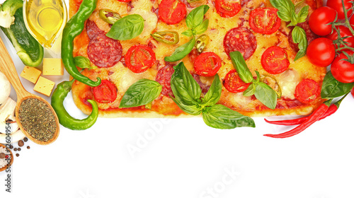 Fototapeta Naklejka Na Ścianę i Meble -  Delicious pizza on white background