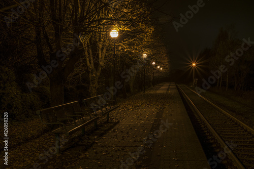 Trebon station in autumn night