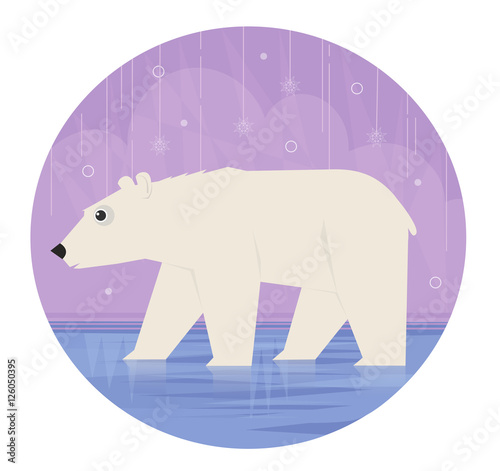 Polar Bear - Cute clip art of a polar bear on a winter scene background. Eps10