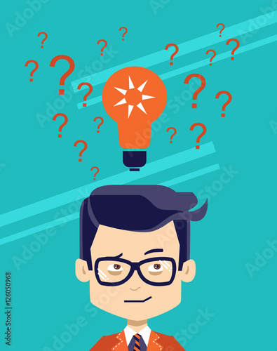Man thinking, making choise, selecting, what idea