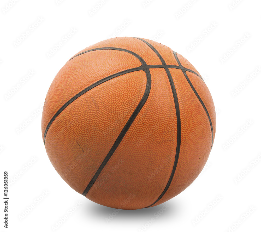 old basketball isolated on white background