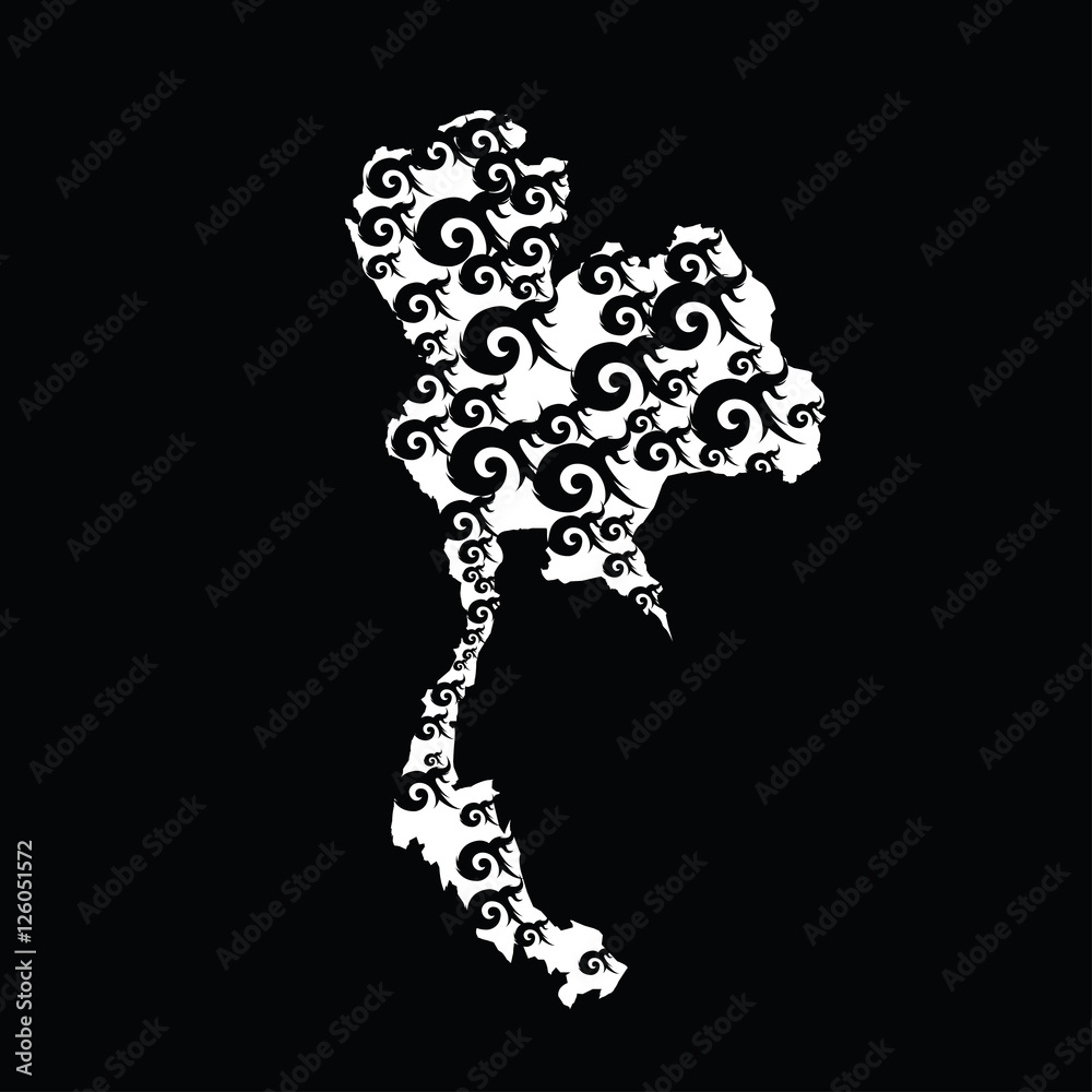 Thai alphabet Number nine arrange to shape of Thailand map Thai alphabet Number nine arrange to shape of Thailand map