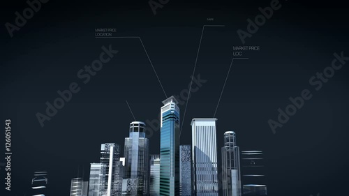 Construction technology. building city skyline and make city with economic chart, diagram.